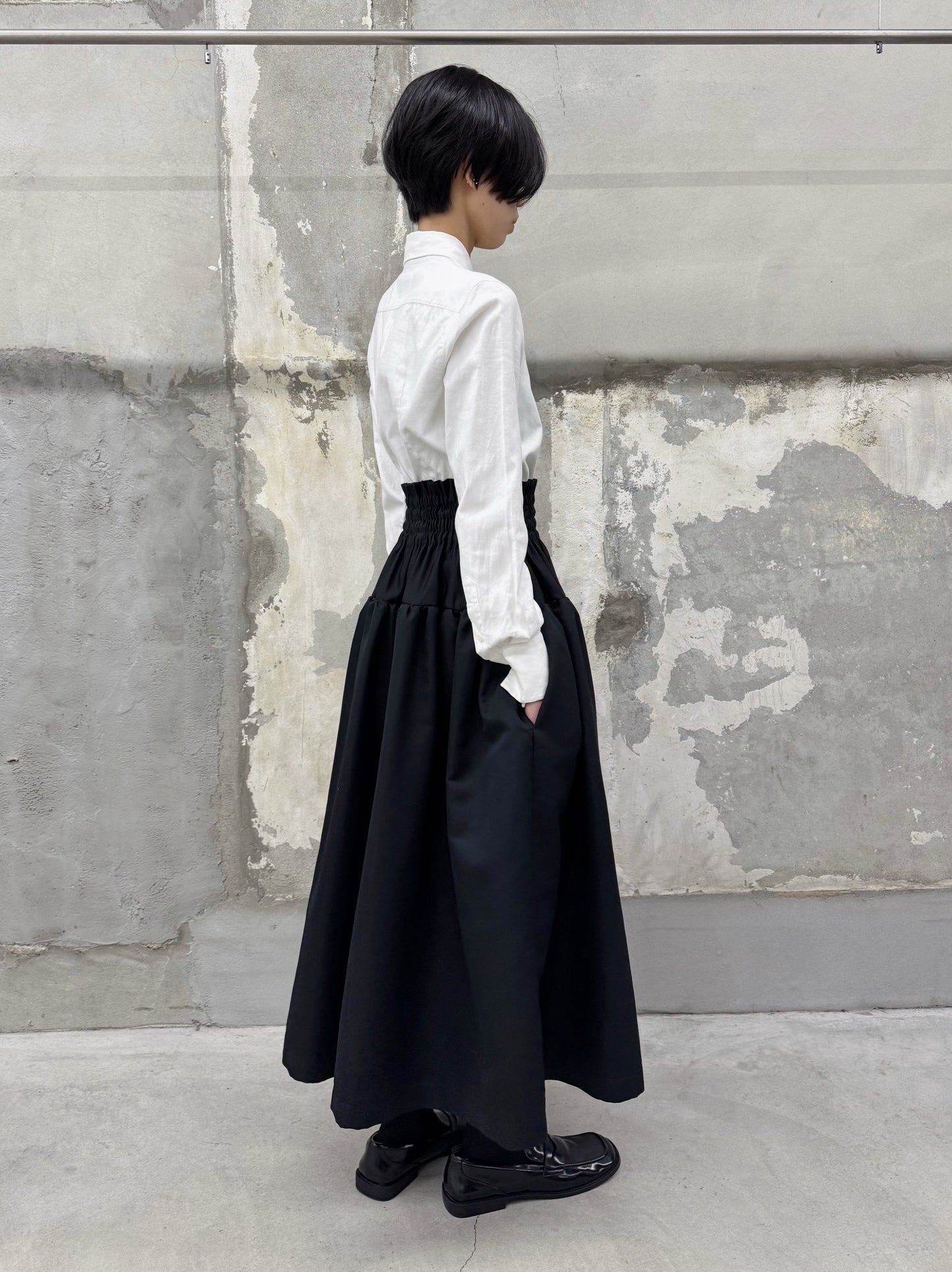 Taffeta shirring skirt