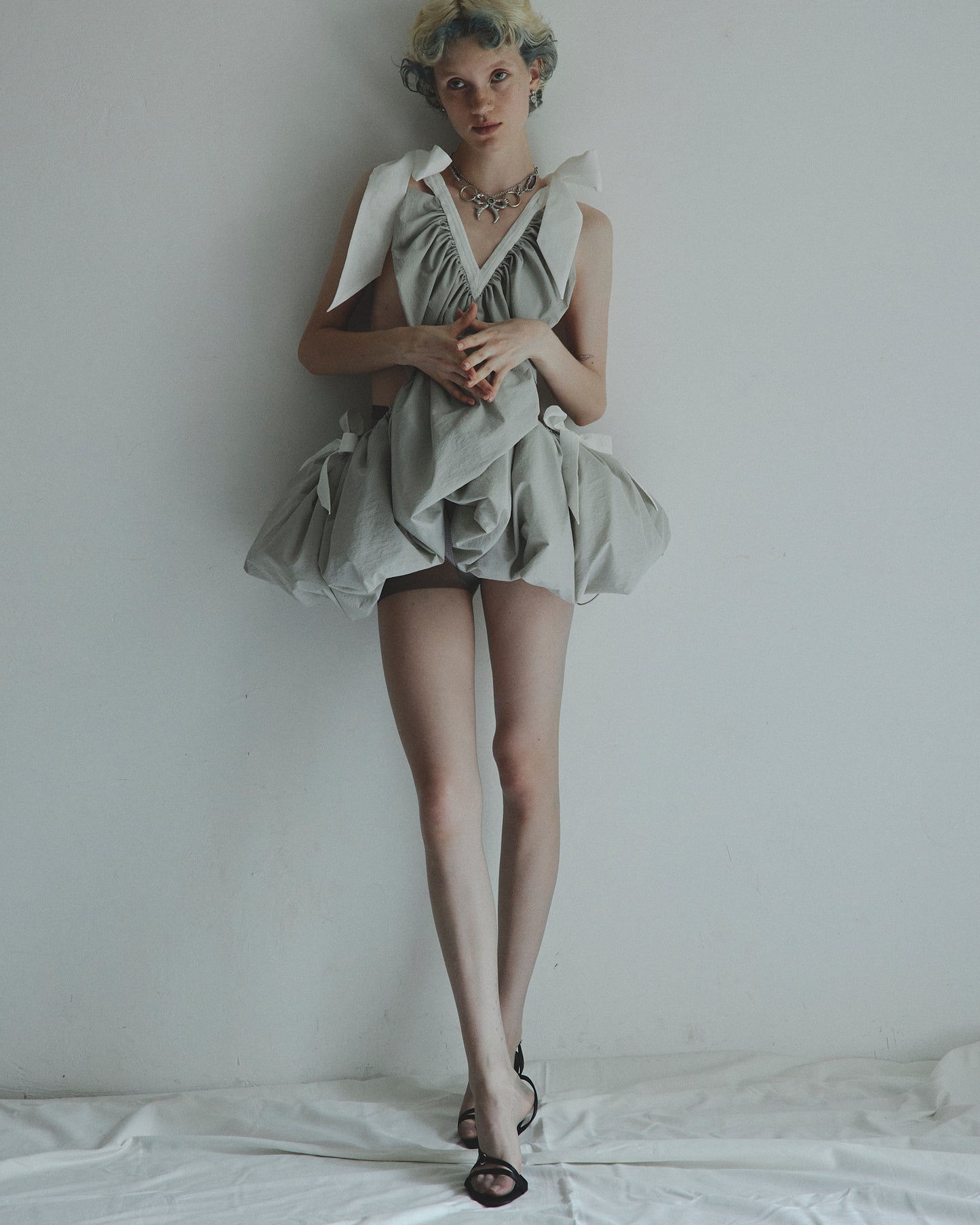 Crossed ruffle dress