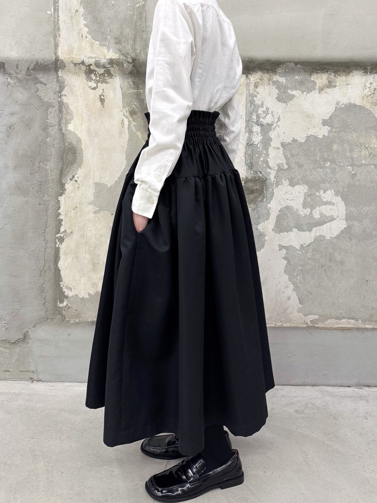 Taffeta shirring skirt