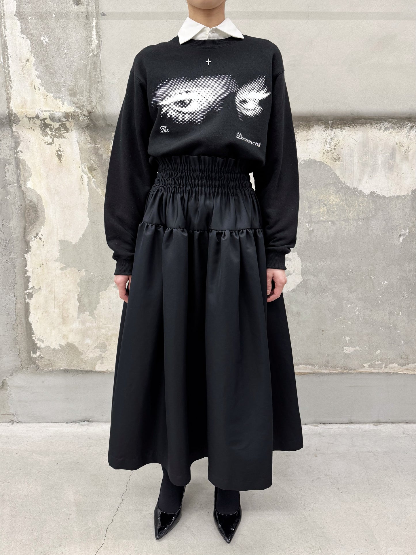 Taffeta shirring skirt