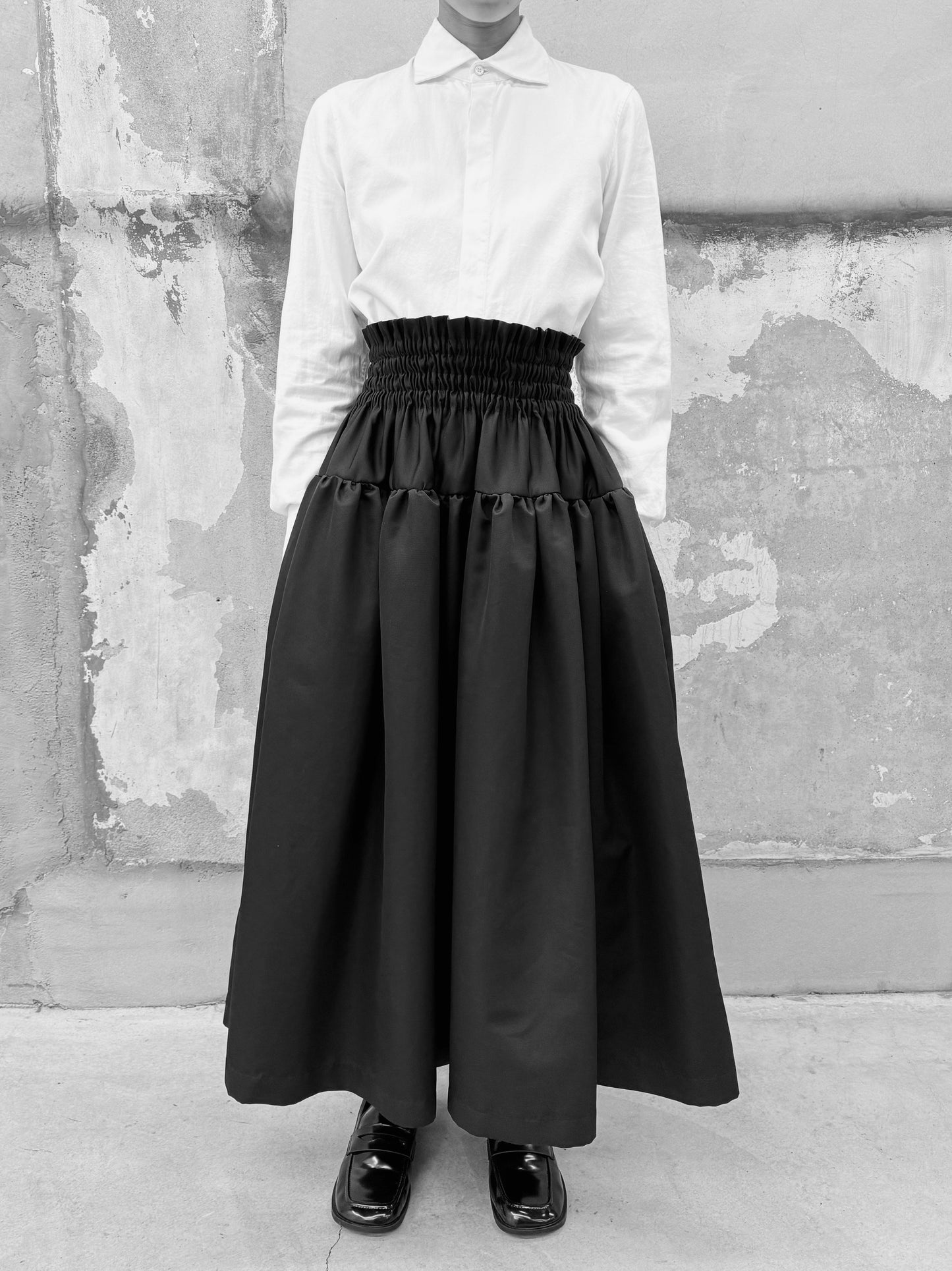 Taffeta shirring skirt