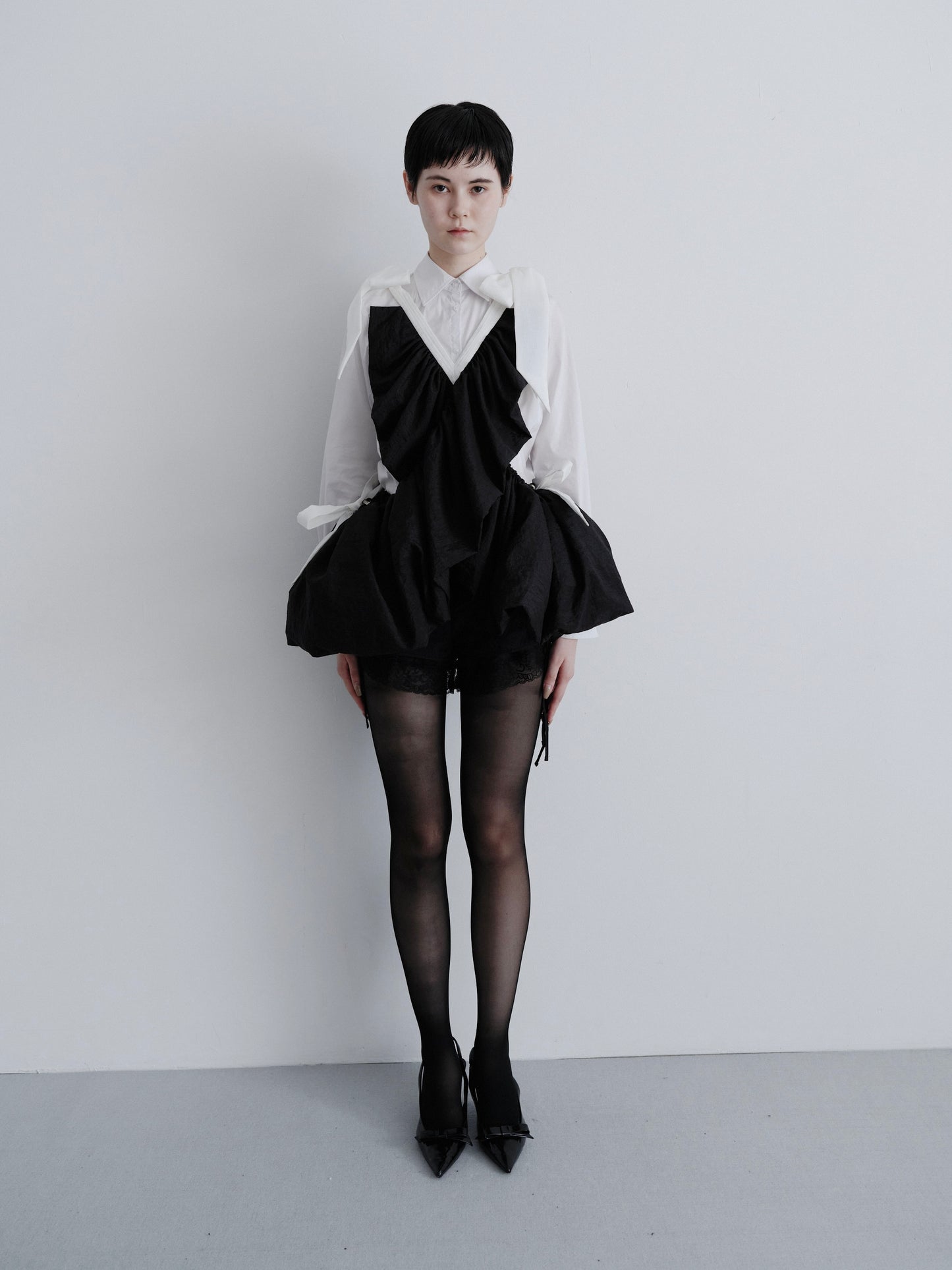 Crossed ruffle dress