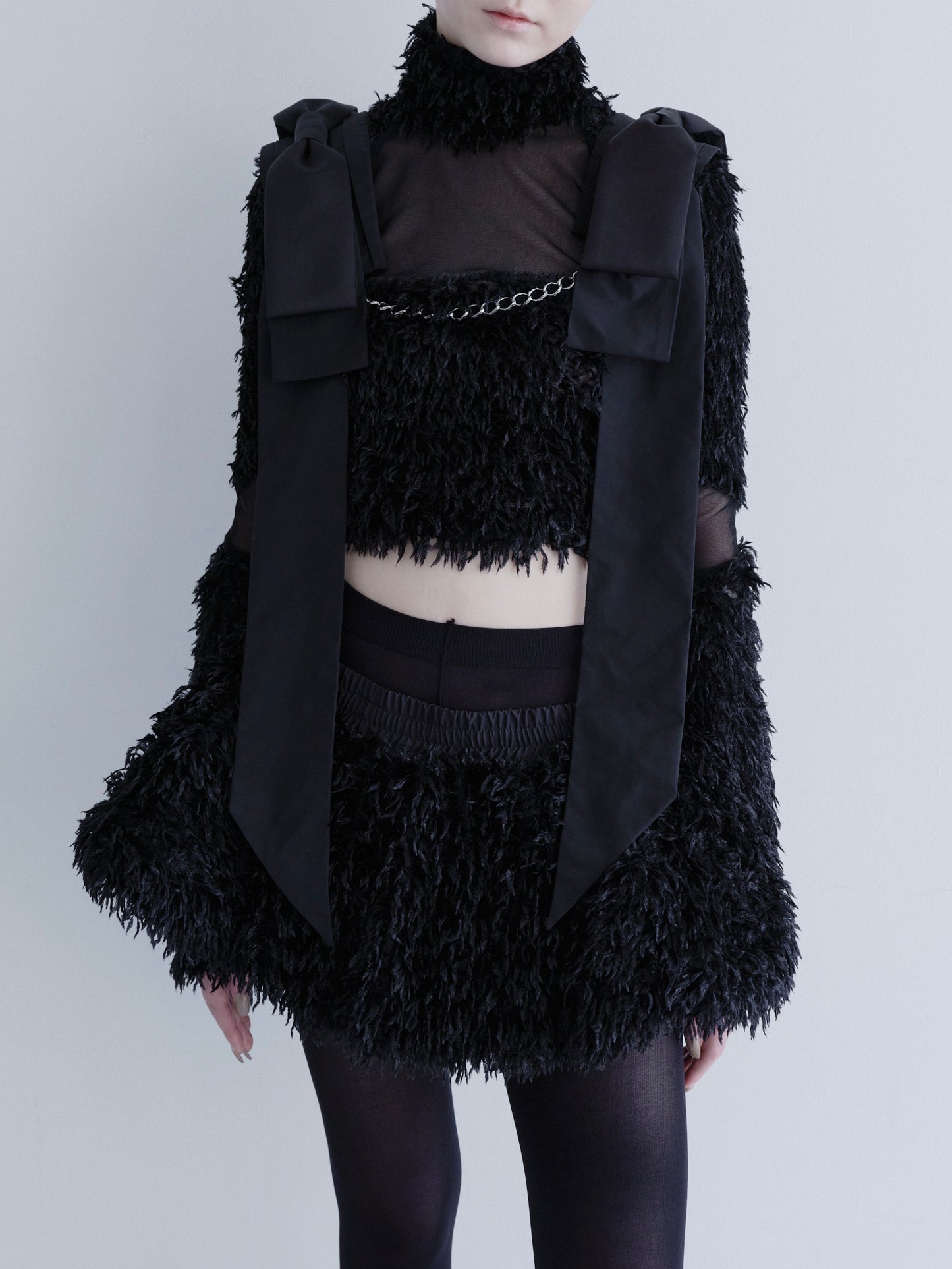 "HEAVENS" feather knit volume mini skirt
