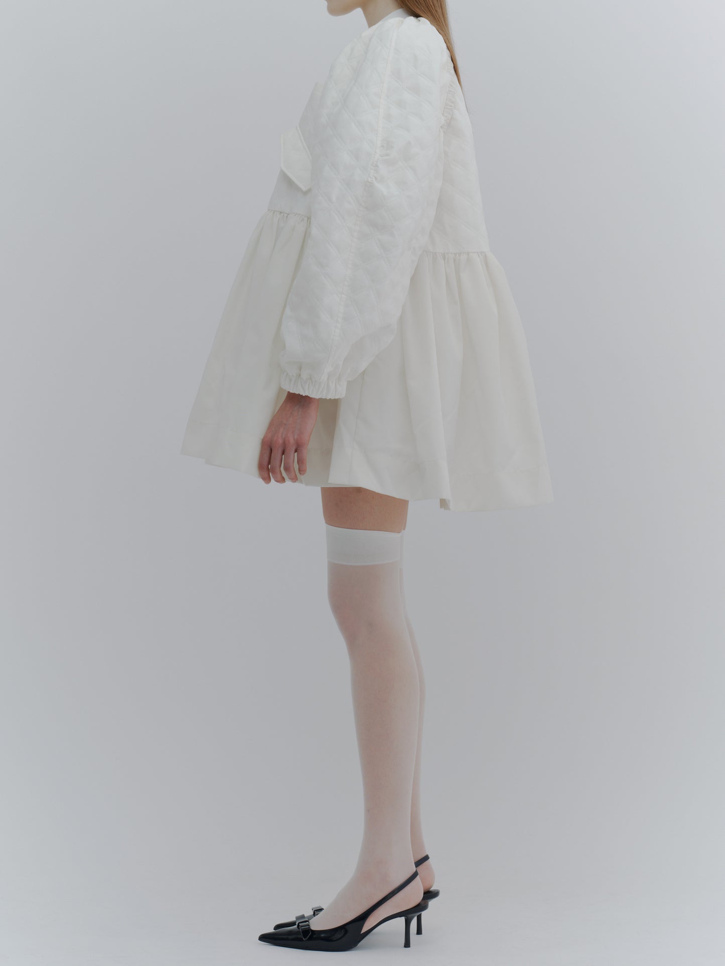 "Laura" quilted circle coat dress