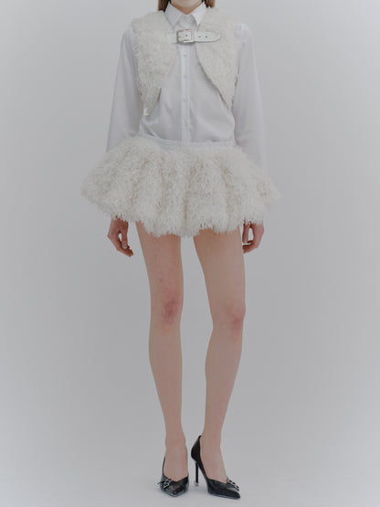 "HEAVENS" feather knit volume mini skirt