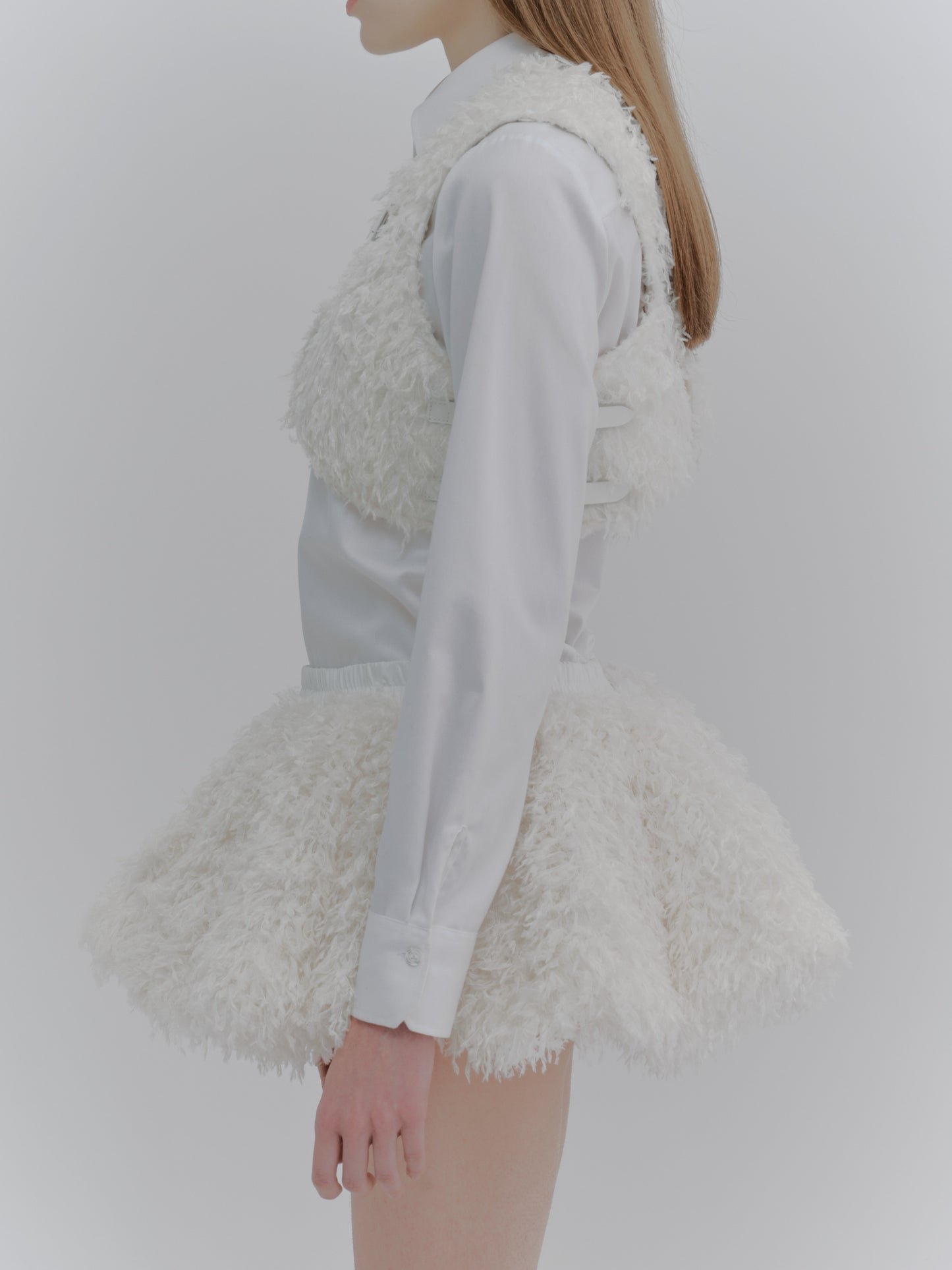 "HEAVENS" feather knit volume mini skirt