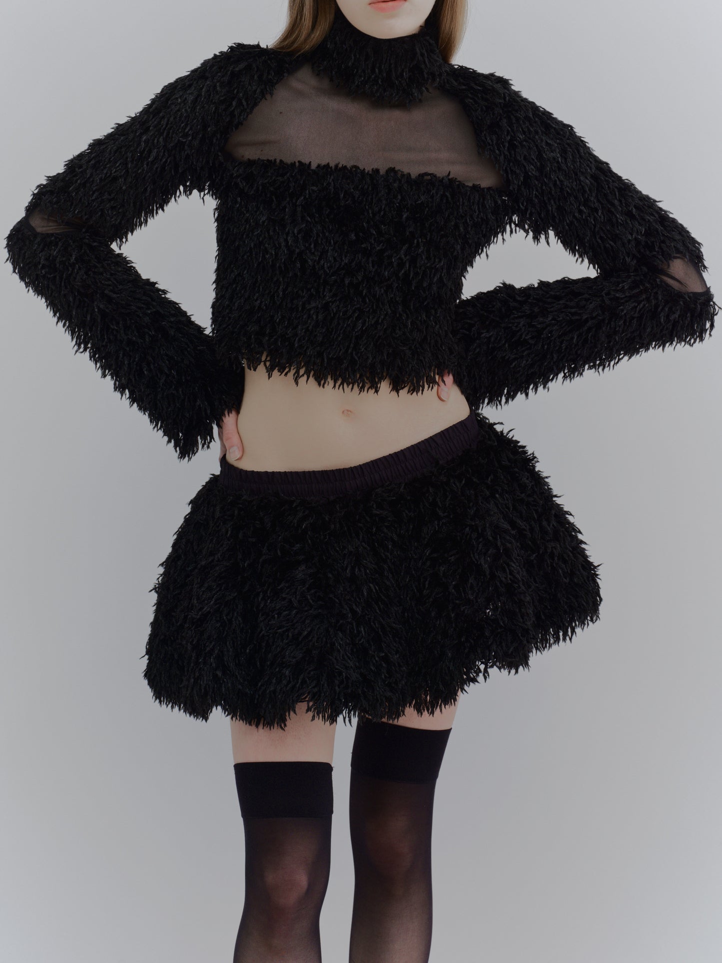 "HEAVENS" feather knit volume mini skirt