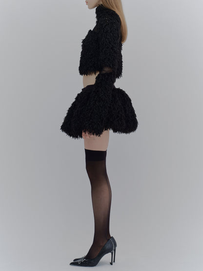 "HEAVENS" feather knit volume mini skirt