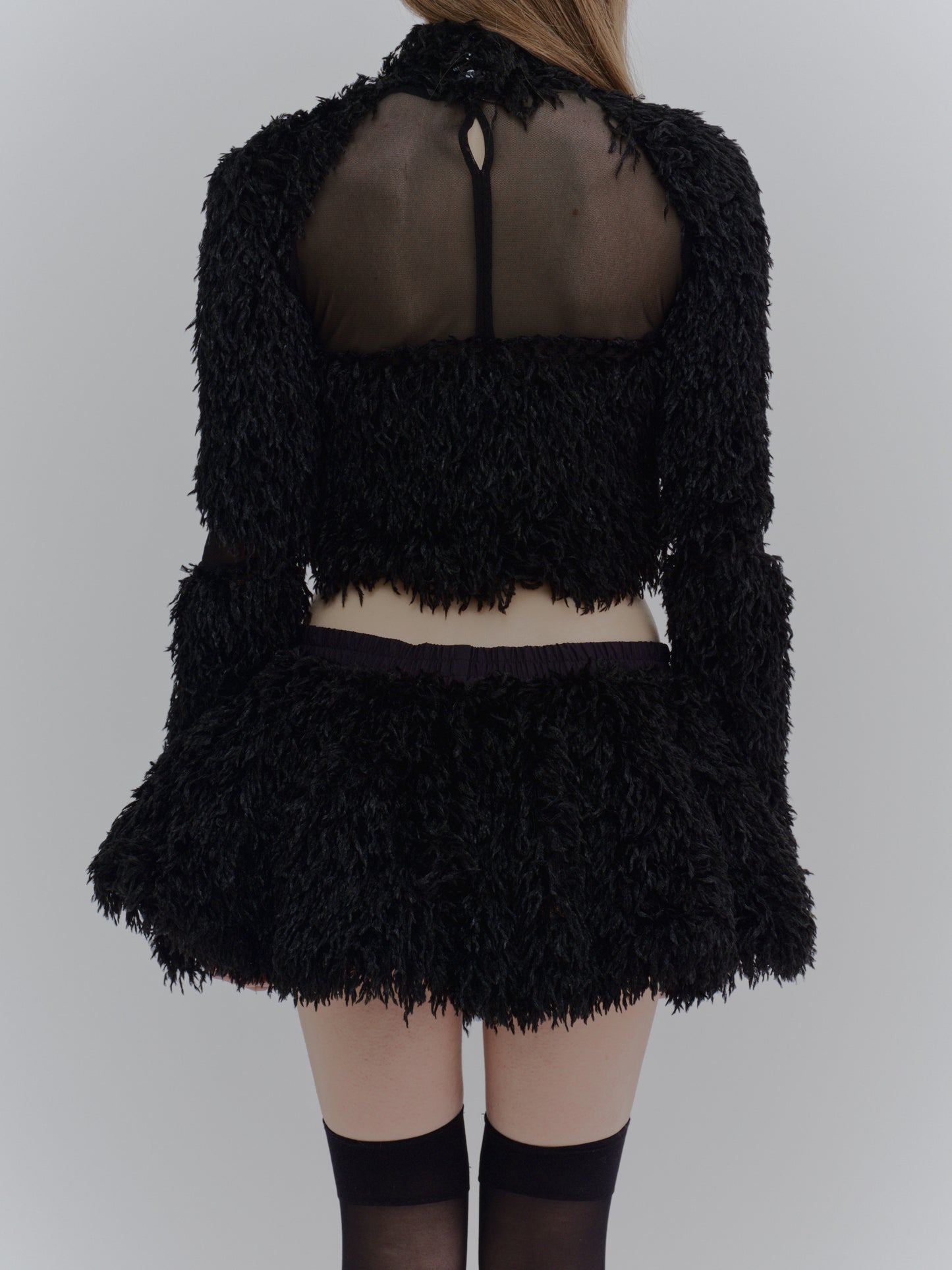 "HEAVENS" feather knit volume mini skirt