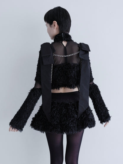 "HEAVENS" feather knit cropped top